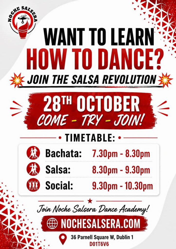 New salsa & bachata beginner classes in Dublin only by Noche Salsera Dance Academy